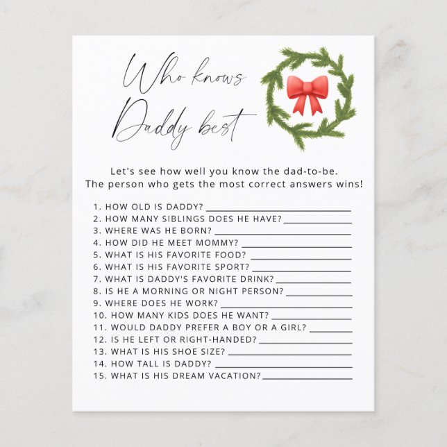 Winter Who knows daddy best game (Front)