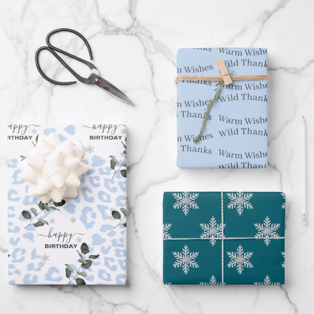 Winter Wild Glacier Leopard Wrapping Paper Sheet (Front)