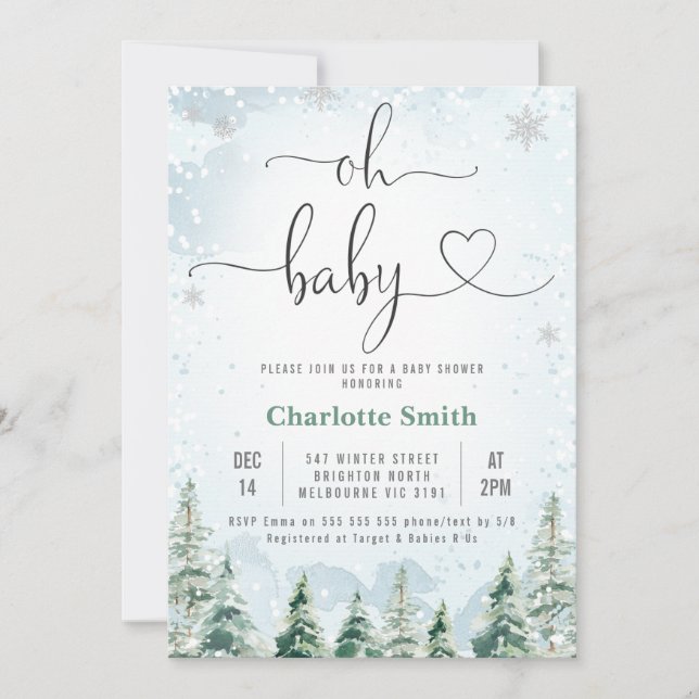 Winter Wilderness Oh Baby Baby Shower Invitation (Front)