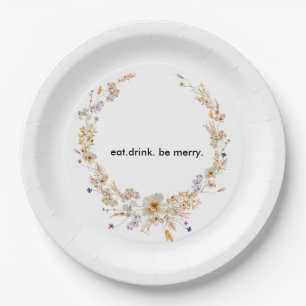 Winter Wildflower Bloom Rustic Boho Gardens Paper Plate