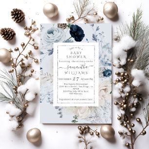 Winter Wildflower Elegant Boho Baby Shower Invitation