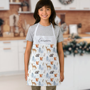 Winter Wildlife Animals Snow Custom Name Kids Apron