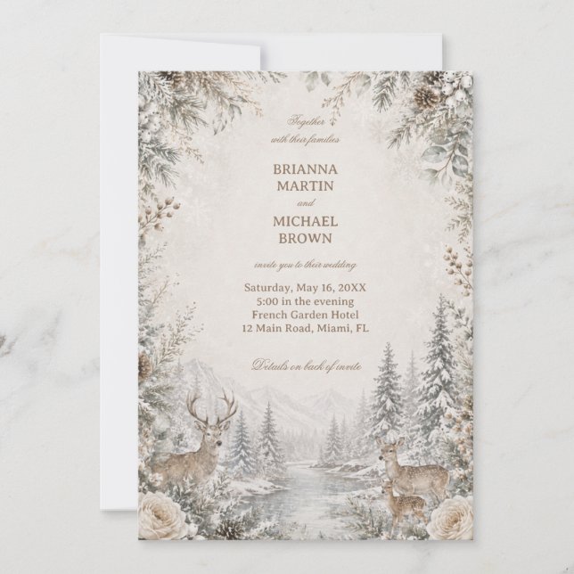 Winter Wildlife Beside Frozen Waters Invitation (Front)