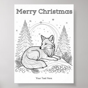 Winter Wildlife Red Fox Christmas Colouring Poster