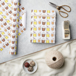 Winter Wishes Buttered Rum Cocoa Eggnog Drinks Wrapping Paper