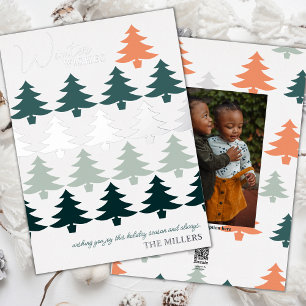 Winter Wishes Christmas Trees Photo Foil Holiday Card