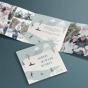 Winter Wishes Multi Photo Tri-Fold Holiday Card