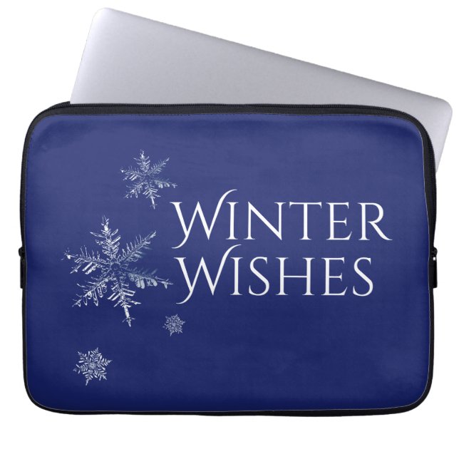 Winter Wishes Snowflakes Laptop Sleeve (Front)
