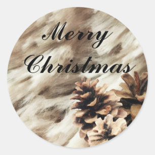 Winter Wishes Warm Rustic Holiday Pinecones Classic Round Sticker