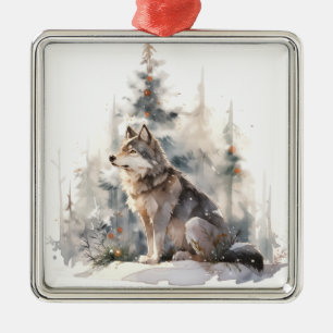 Winter Wolf Christmas Ornament