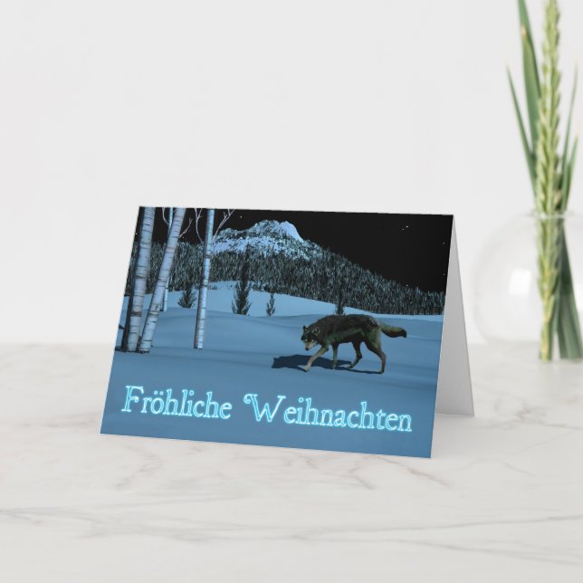 Winter Wolf - Fröhliche Weihnachten Holiday Card (Front)