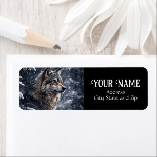 Winter Wolf in the Snow Return Address