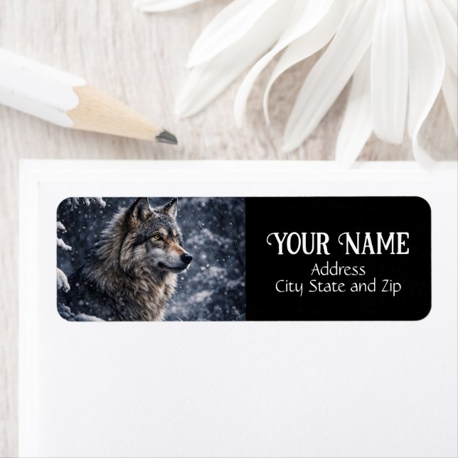 Winter Wolf in the Snow Return Address  (Insitu)
