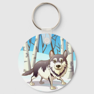 Winter Wolf Key Ring
