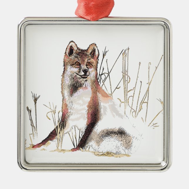 Winter Wolf Metal Tree Decoration (Front)
