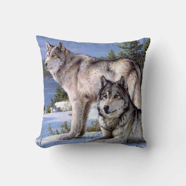 Winter Wolf Pillow (Front)