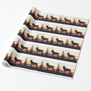 Winter Wolf Silhouette Wrapping Paper