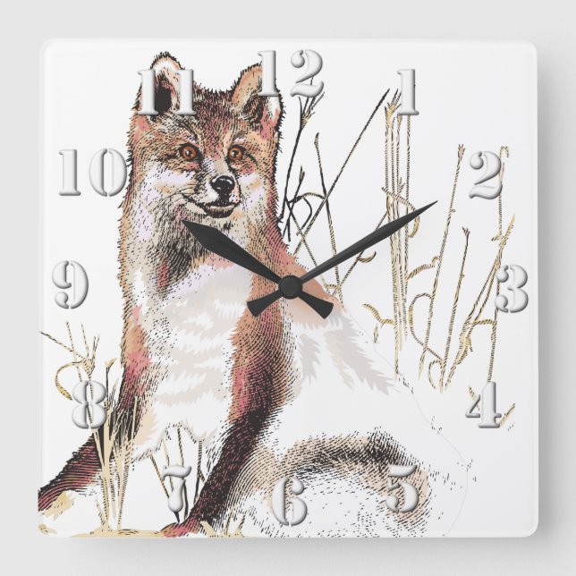 Winter Wolf Square Wall Clock (Front)