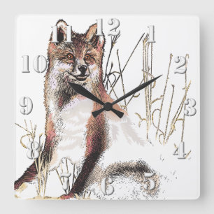 Winter Wolf Square Wall Clock