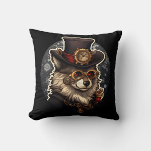 Winter wolf steampunk cushion