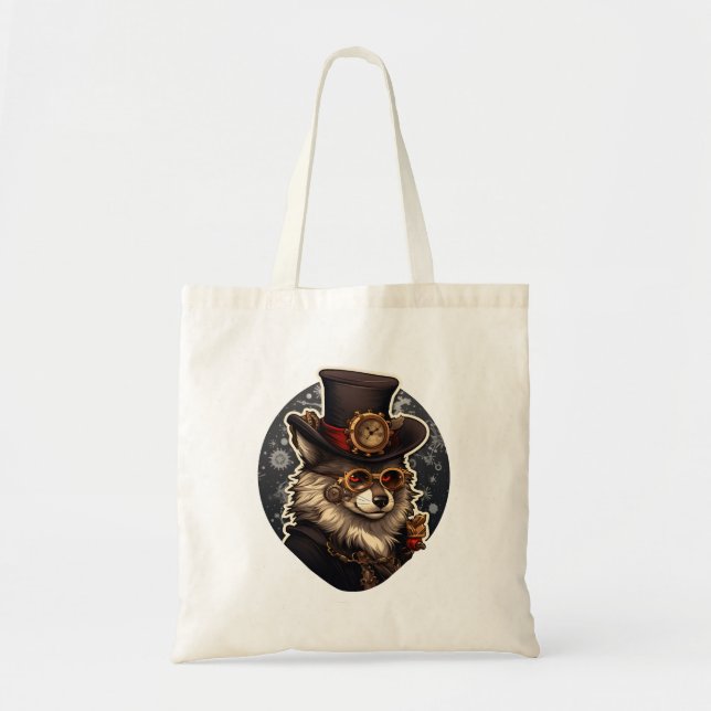 Winter wolf steampunk tote bag (Front)