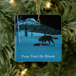 Winter Wolf - Tapetum Lucidum Ceramic Ornament