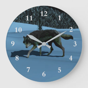 Winter Wolf - Tapetum Lucidum Large Clock