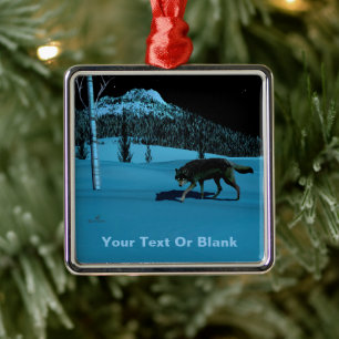 Winter Wolf - Tapetum Lucidum Metal Tree Decoration