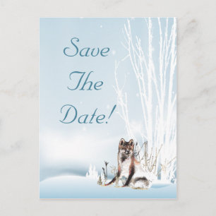 Winter Wolf Wedding Save The Date Announcement Postcard
