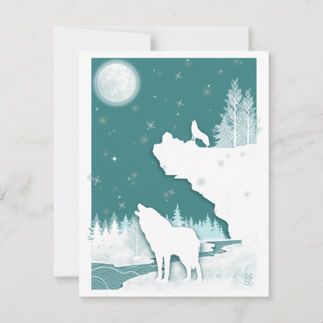 Winter Wolves Flat Holiday Card (Front)