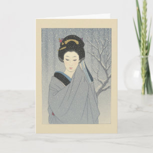 Winter Woman Japanese Christmas Card