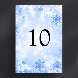 Winter Wonder Christmas Holiday Blue Table Number