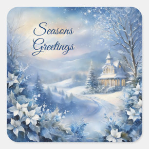 Winter Wonder Custom Greeting Your Text Square Sticker