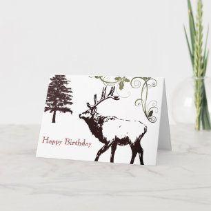 Winter Wonder Land Wild Elk Happy Birthday Card