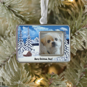 Winter Wonder Malshi Dog Framed Ornament