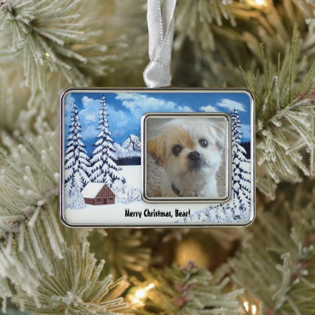 Winter Wonder Malshi Dog Framed Ornament (Tree)