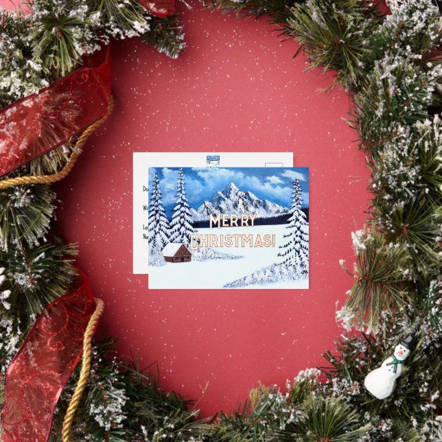 Winter Wonder Rose Gold Foil Holidays Foil Holiday Postcard (Insitu)