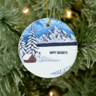 Winter Wonder Round Ceramic Tree Decoration