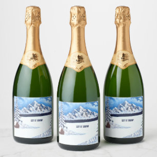 Winter Wonder Sparkling Wine Bottle Labels