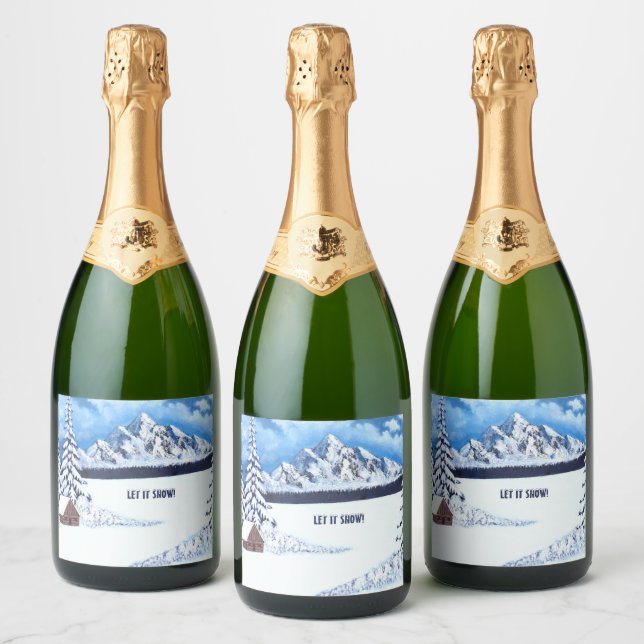 Winter Wonder Sparkling Wine Bottle Labels (Bottles)