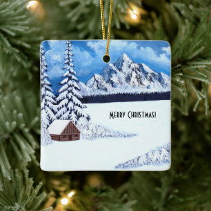 Winter Wonder Square Ceramic Ornament
