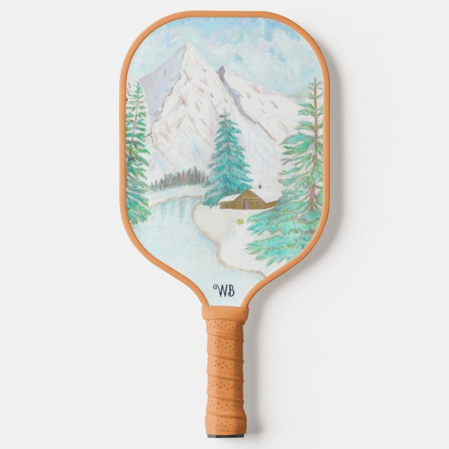 Winter Wonder with Text Pickleball Paddle (Front)
