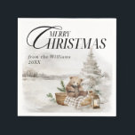 Winter Wonderla Forest Merry Christmas Napkin<br><div class="desc">Winter Wonderla Elegant Watercolor Merry Christmas Holiday Card</div>