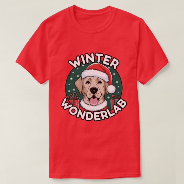 Winter Wonderlab Christmas Labrador T-Shirt (Design Front)