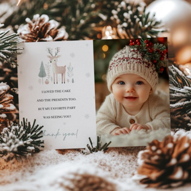 Winter Wonderland 1st Birthday Thank You Card (Creator Uploaded)