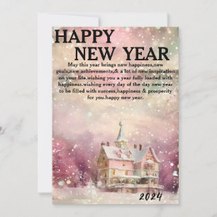 "Winter Wonderland: A Cosy Home in Pink and White" Holiday Card