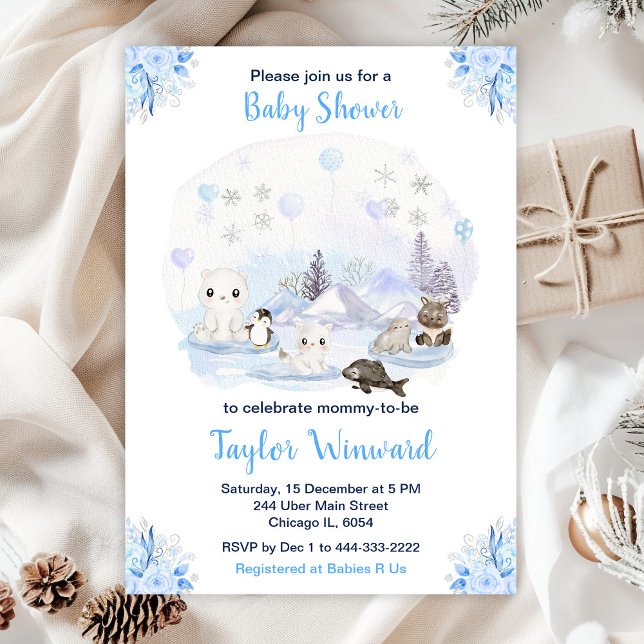 Winter Wonderland Arctic Animals Baby Shower Invitation (Creator Uploaded)