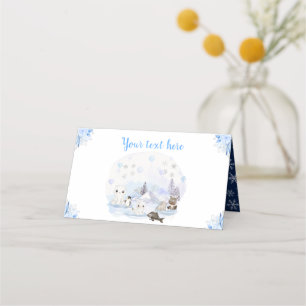 Winter Wonderland Arctic Animals Baby Shower Place Card