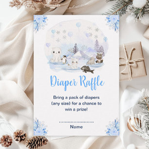 Winter Wonderland Arctic Animals Diaper Raffle Enclosure Card