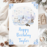 Winter Wonderland Arctic Animals Happy Birthday
